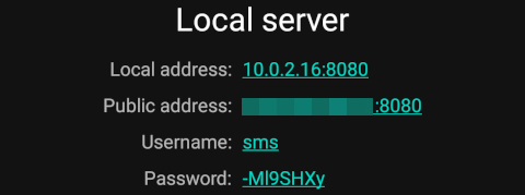 Local server example settings